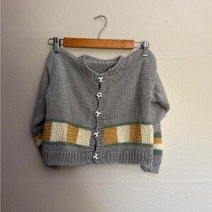 Charming Gray Kids Cardigan with Stripes